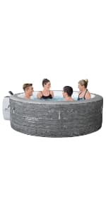 Bestway SaluSpa Hawaii AirJet 2 to 6 Person Square Inflatable Hot Tub Portable Outdoor Spa with 140 Soothing AirJetsr, Blue