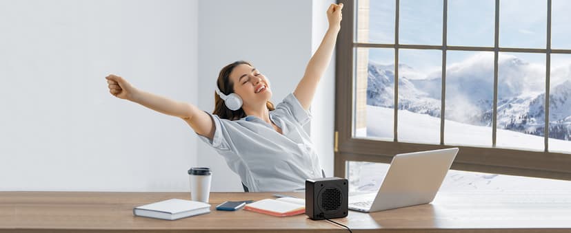 Gaiatop Mini Space Heater, Lightweight PTC Ceramic Fast Heating 500W Energy Efficient for Indoor Use, Overheating & 45° Tip-Over Protection, Portable Desk Electric Heaters for Office Home Black