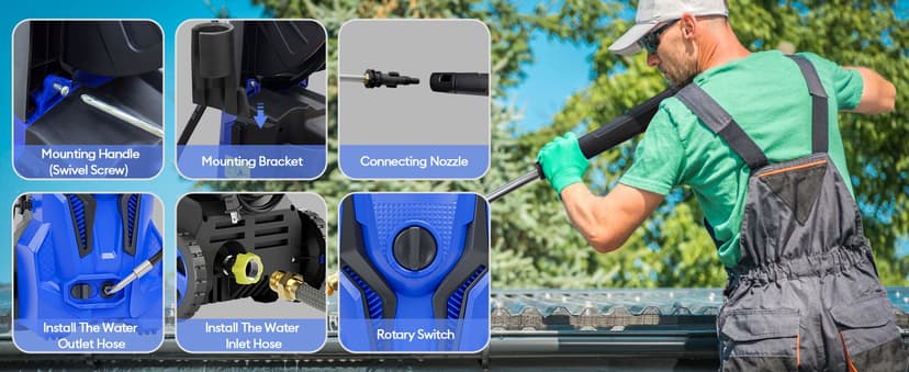 Electric Pressure Washer - 5000PSImax 3.2GPM ZHUOLIN Power Washer for Cars Washing with 25FT Pressure Hose, Blue