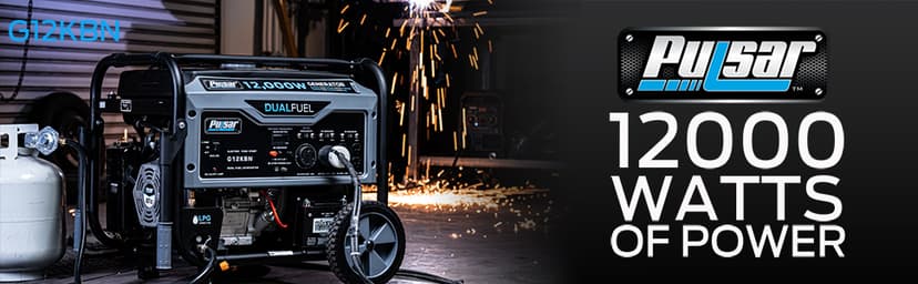 Pulsar G12KBN Heavy Duty Portable Dual Fuel Generator - 9500 Rated Watts & 12000 Peak Watts - Gas & LPG - Electric Start - Transfer Switch & RV Ready - CARB Compliant