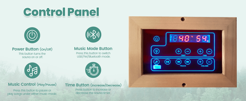1 Person Outdoor Infrared Sauna - 3D Fast Heating Home Spa Sauna w/Chromotherapy Light, Wooden Sauna Room Kit w/Bluetooth Speaker (CE Certified,110V)