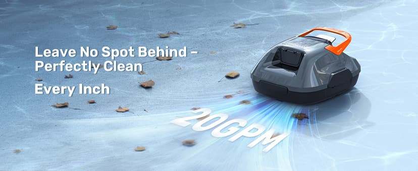 Cordless Robotic Pool Cleaner, Lasts 90 Min, Automatic Vacuum for Above-Ground Pools up to 860 Sq.ft, Portable, Self-Parking, Orange