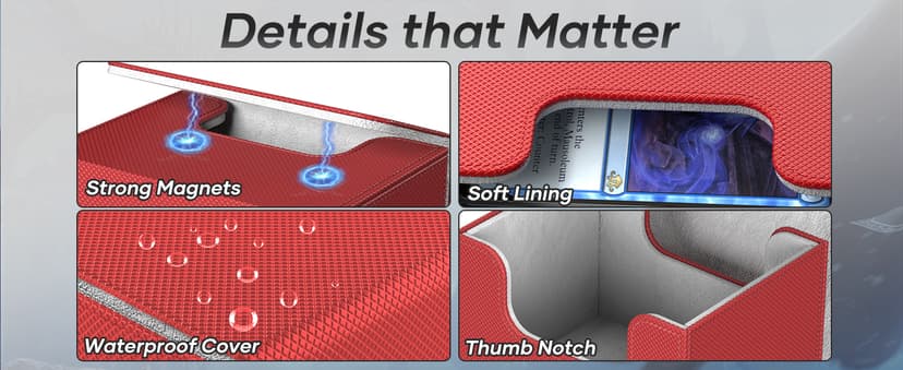 Mlikero Card Deck Box, Commander Deck Box Holds 100+ Double-Sleeved Cards with Divider, Leather Magnetic Closure Card Box Fit for MTG, TCG (Red)