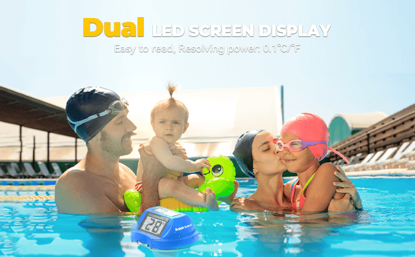 Pool Thermometer Solar Digital Floating, High Precision Large Screen Without Fogging with Double-Sided Display Screen for Swimming Pool, Aquarium, Spa, Hot Spring, Ponds