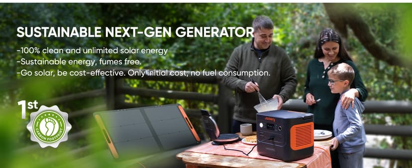 Jackery 1000 Plus Solar Generator, 1264Wh Portable Power Station with 2xSolarSaga 100W Solar Panels, 2000W Output Expandable Home Backup Power for Off-grid Living, Outdoor Camping and Exploration