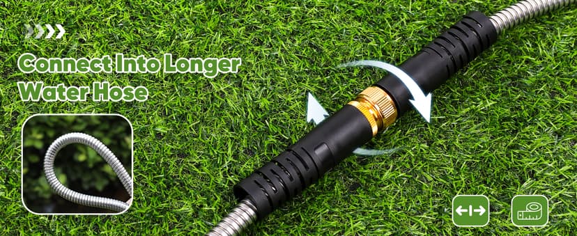 Garden Hose 50 ft, Stainless Steel Water Hose with 10 Function Nozzle Flexible, Heavy Duty, Lightweight, No-Kink, Pet Proof, Puncture Proof Hose Metal for Yard, Outdoor