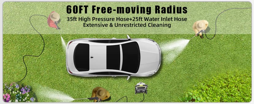 Electric Pressure Washer, 4500PSI 2.7GPM Electric Power Washer with Foam Cannon, 4 Nozzles, 35FT Power Cord, 25FT Hose, Turbo, Dirty Cut, Brush, Pressure Washer for Cars