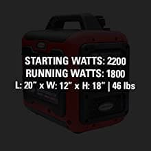 SIMPSON Cleaning SIG2218 Portable Gas Inverter Generator Power Station for Camping, RV, Home Use, Construction, and More, 2200 Starting Watts 1800 Running Watts