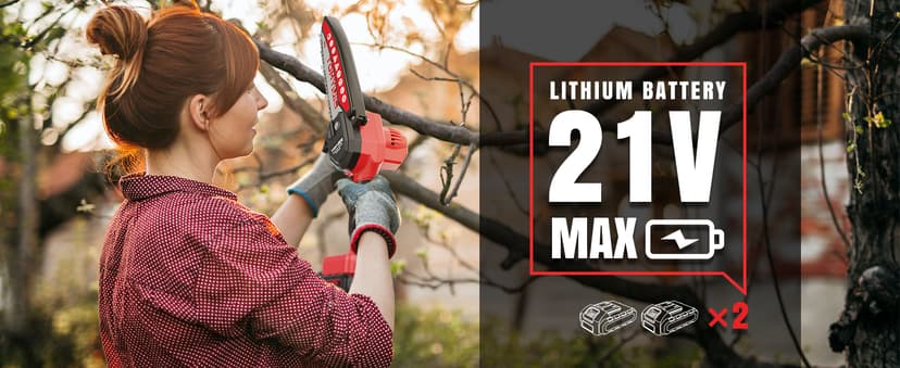 Electric 6 Inch Mini Small Cordless Battery Powered Handheld Chainsaw With Charger For Trimming On Tree Branches, Wood Cutting, Pruning Shears To Diy, Backyard Upkeep, Light Home Repairs