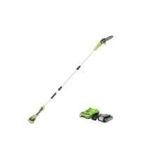 Greenworks 24V Brushless 10" Cordless Polesaw + Pole Hedge Trimmer Combo (Great For Pruning and Trimming Branches / Shrubs), 4.0Ah Battery and Charger Included