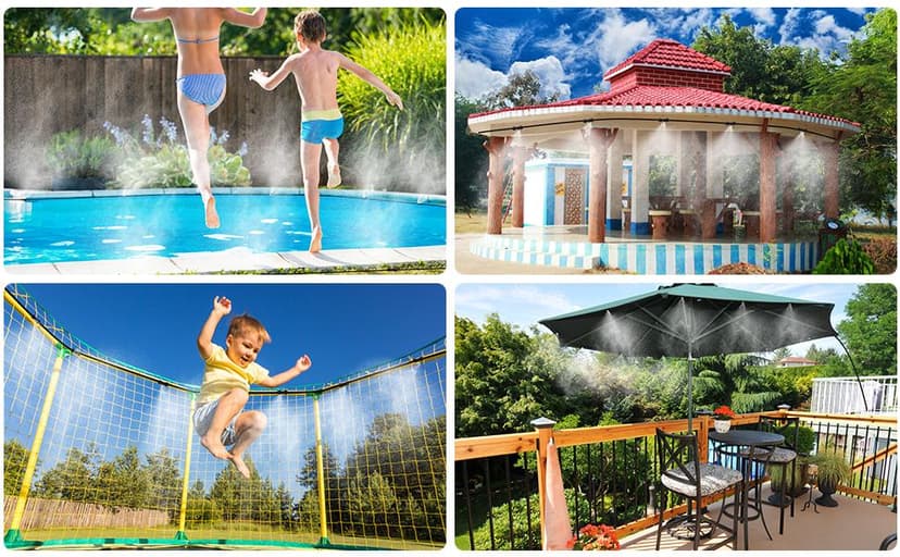 Misting Cooling System, 82FT (25M) Misting Line + 30 Brass Mist Nozzles + Brass Adapter(3/4") for Patio Garden Greenhouse