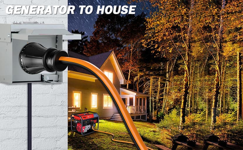 50 Amp 50 Foot RV Extension Cord, 14-50P to SS2-50R Heavy Duty STW Generator Extension Cord for RV Camper and Generator to House, with Locking Connector and Cord Organizer(50 Foot Black&Orange)