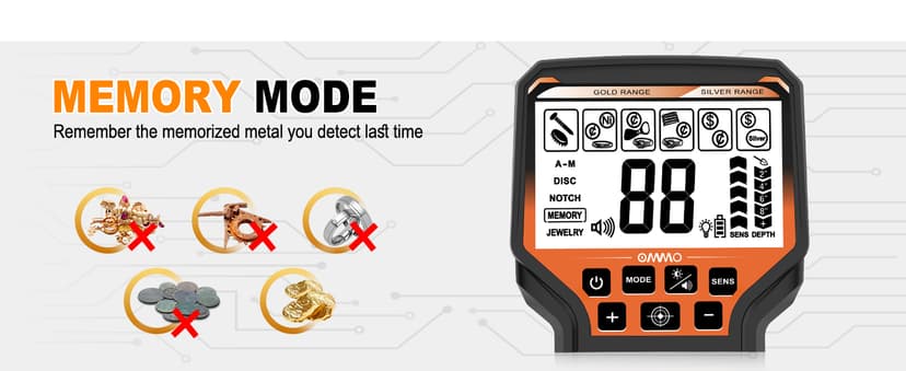 OMMO Metal Detector for Adults & Kids, 10" IP68 Waterproof Gold Detector with 6 Modes, Adjustable Stem & Headphones - 1800mAh USB C Rechargeable for Beach, Parks & Underwater Treasure Hunting
