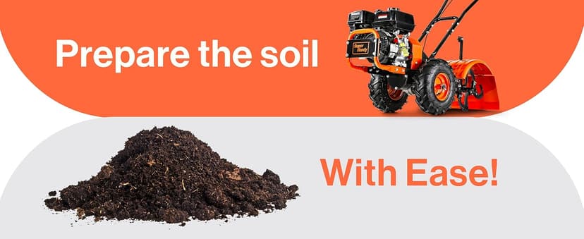 SuperHandy Rear Tine Tiller - 7HP Engine, 16" Width & 12" Depth Cultivator - Garden Soil Prep for Planting & Vegetable Beds