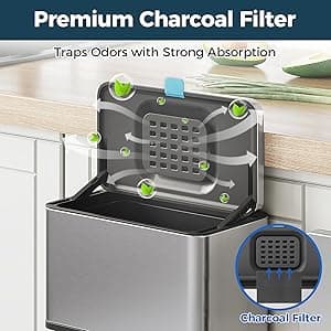 Stainless Steel Hanging Trash Can with Lid and Inner Bucket, 1 Gallon Kitchen Compost Bin for Counter Top, Under Sink or Wall Mount, Small Garbage Can for Cupboard/Bathroom/Bedroom/RV