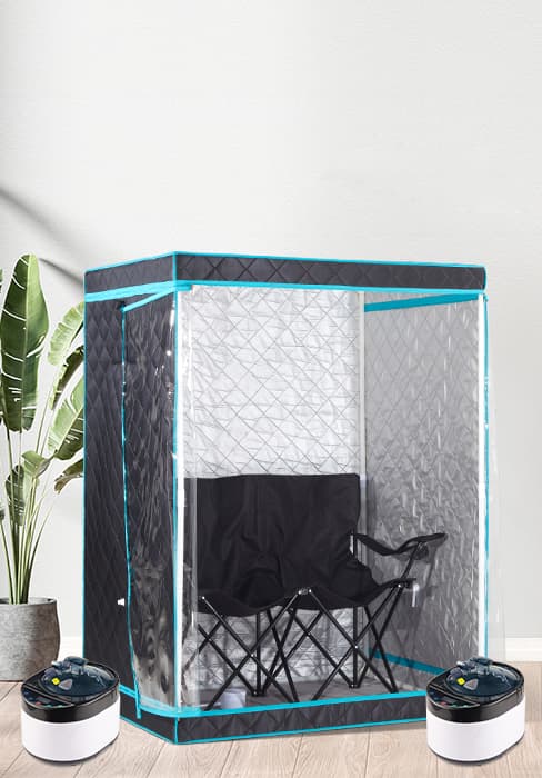 Full Size Portable Personal Infrared Sauna for Home, Personal Home Spa Tent with Remote Control, Heating Foot Pad, Foldable Reinforced Chair (Grey, L33.8 x W 33.8" x H 66.5"