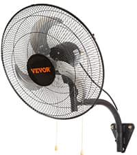 VEVOR 30 Inch Wall-Mount Misting Fan, 3-speed IP44 Waterproof Oscillating, Max. 9500 CFM Wall Mounted Fan for Outdoor, Commercial, Residential, Greenhouse, Workshop, Patio, Black, ETL Listed