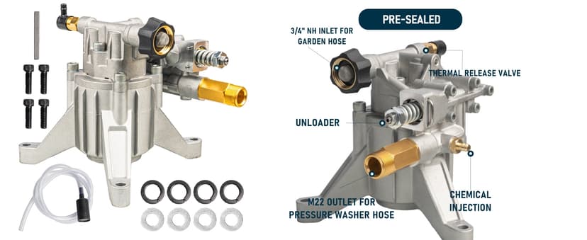 Hourleey 7/8" Shaft Vertical Pressure Washer Pump, 3400PSI 2.5GPM, Replacement Pump for Power Washer Kit, Compatible with Honda, Simpson, RYOBI, Briggs & Stratton, Subaru, Craftsman