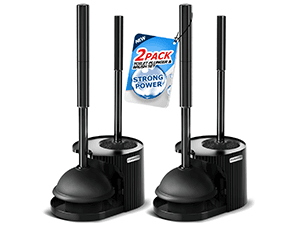 2Pack 2 in 1 Toilet Brush and Plunger Set, Extended Handle Plunger,Toilet Bowl Brush Plunger Set,Clean Gloves,Cleaning Tools,Cleaning Brush,Cleaning Supplies,Toilet Brush Plunger Combo,Black