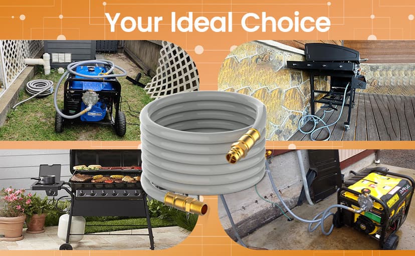 3/4 Natural Gas Hose For Generator 56FT, 3/4" ID Natural Gas Quick Connect Hose, Patio Heater, Grill Griddle, And Outdoor Ng/Lp Propane Appliance