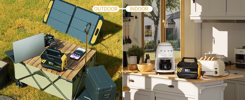 VTOMAN FlashSpeed 300 Portable Power Station 70000mAh, Only 7.4lbs with 7 Outlets, LiFePO4 Generator with Up to 600W AC Outlet, 12V/24V DC Input Adapt RV/Van, PD 100W Type-C for Power Outage, Camping