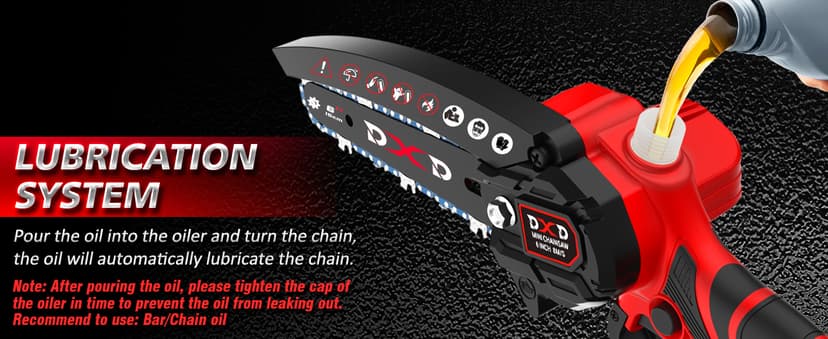 Handheld Mini Cordless Electric Chainsaw with Battery&Gas Powered Option,6-Inch chainsaw&Pruning Attachment Bar Oil Jug, Safety Gloves, Chainsaw Chain & Caseightweiaht for Tree Trimming. Wood Cutting