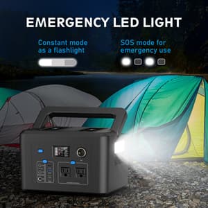 Portable Power Station 600W, Powkey 296Wh Battery Backup with 2 Pure Sine Wave AC Outlets, USB-C PD100W and 2 Wireless Chargers, Solar Generator (Solar Panel Optional) for Outdoor Camping/RVs/Home Use