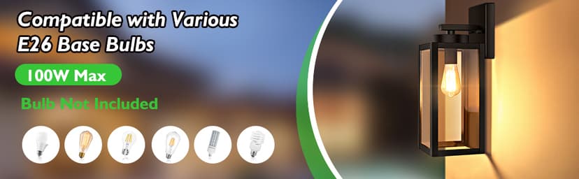 BesLowe Outdoor Wall Mount Light Fixture, Exterior Wall Lantern Waterproof, Black Outside Porch Sconce Lighting with Matte Black Finish & Glass Shade for House Garage Doorway Patio, E26 Socket