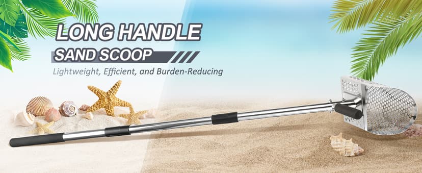 GADFISH Sand Scoop for Metal Detecting, Metal Detector Scoop, Stainless Steel Sand Sifter Shovel, Fast Sifter Shovel for Underwater Treasure Hunting (Stainless Steel)