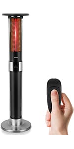 SereneLife Infrared Patio Heater, Electric Patio Heater for Indoor/Outdoor Use, Portable Stand Heater with Remote Control, 1500 W, for Restaurant, Patio, Backyard, Garage, Decks (Black)