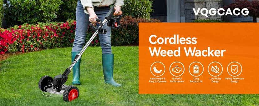 Weed Wacker Cordless,24v Electric Weed Eater Battery Powered,3 in 1 Lightweight Grass Trimmer with 2 4.0 Ah Batteries & Charger,Height Adjustable Wheeled Brush Cutte for Lawn Care,Garden,Yard (red)