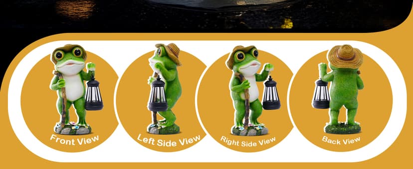 Solar Frog Garden Decor with Lantern Outdoor Statue for Patio Pathway Frog Figurine for Yard Decoration Lawn Ornament Gardening Gifts for Women Mom Grandma