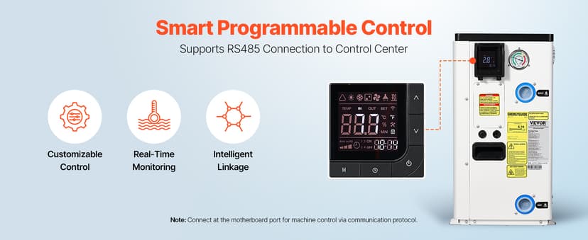VEVOR Electric Pool Heat Pump, 35830 BTU, Pool Heaters for 6605-13209GAL Above and In Ground Pools, Low Noise, Heating and Cooling Highly Efficient & Energy-Saving Pool Water Heater AC208-230V 60Hz
