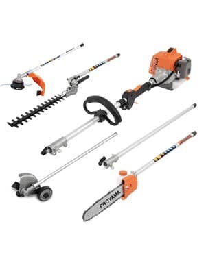 PROYAMA 26cc 6 in 1 Multi Functional Trimming Tools, Gas Hedge Trimmer, Weed Eater, String Trimmer, Brush Cutter, Edger, Pole Saw Chainsaw Pruner with Extension Pole