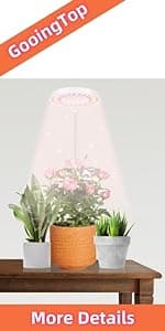 GooingTop LED Grow Light,6000K Full Spectrum Clip Plant Growing Lamp with White Red LEDs for Indoor Plants,5-Level Dimmable,Auto On Off Timing 4 8 12Hrs