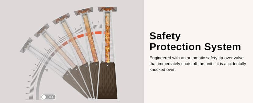 EAST OAK Pyramid Patio Heater, 48,000 BTU Outdoor Patio Heater, Quartz Glass Tube Propane Heater for Commercial & Residential, Triple Protection System, With Wheels, 2024 Upgrade, Bronze