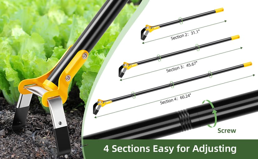 Hoe Garden Tool,Scuffle Garden Hoe for Weeding 30-60 Inch,Long Handle Heavy Duty Adjustable Hula Hoe,Gardening Stainless Steel Loop Stirrup Action Hoe