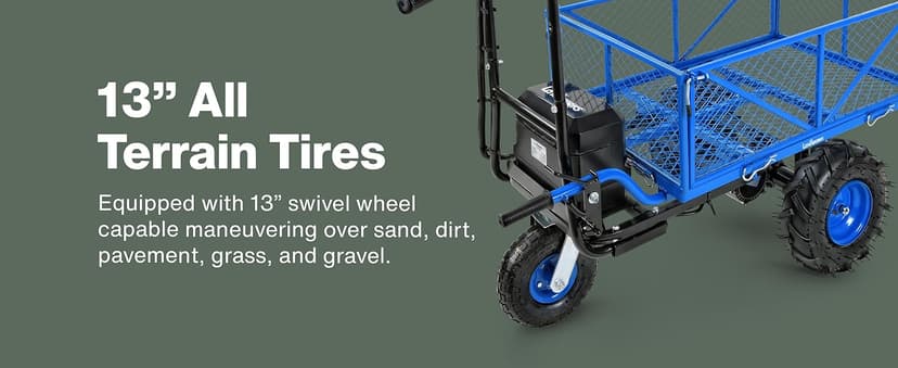 Landworks AGM Electric Utility Cart - 500W Lead-Acid Battery-Powered Power Wagon, 500 lbs Load Capacity & 1000 lbs Towing, Heavy-Duty Motorized for Garage, Warehouse, and Outdoor Use