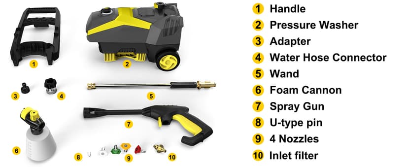 Electric Pressure Washer, 4800PSI Max 3.0 GPM Power Washer with 20FT Hose, 35FT Cord, 4 Nozzles Foam Cannon High Pressure Washer for Car Patio Garden (Black)