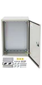 VEVOR Fiberglass Enclosure 19.7 x 15.7 x7.9 Electrical Enclosure Box NEMA 3X Electronic Equipment Enclosure Box IP65 Weatherproof Wall-Mounted Electrical Enclosure with Hinges & Quarter-Turn Latches