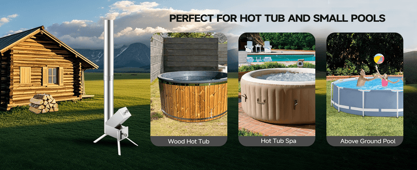 Outdoor Wood Burning Heater for Hot Tub, Portable Wood Fired Hot Tub Heaters,Titanium Coil Heat Exchanger Heating for Spas, Small Swiming Pools Wood Burning Stove