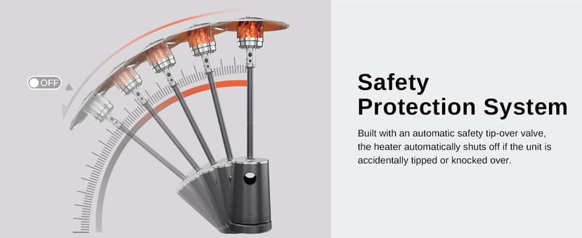 EAST OAK 50,000 BTU Patio Heater with Sand Box, Table Design, Double-Layer Stainless Steel Burner, Wheels, Triple Protection System, Outdoor Heater for Home and Residential, Polar Night