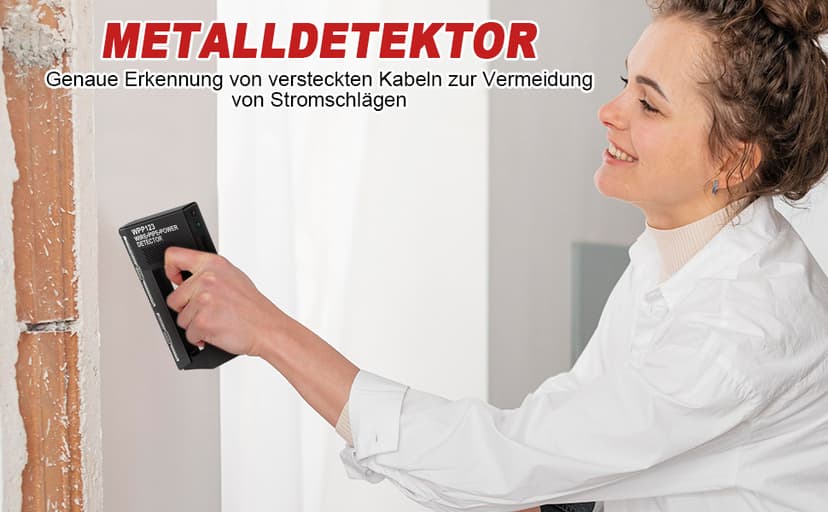 Wpp123 Metal Detector, Wire Pipe Power Detector, 3in1 Wall Scanner Metal Detectors High Sensitivity, Adjustable Wood Stud Finder Handheld Wall Scanner with Alarm for Indoor Decoration Structure