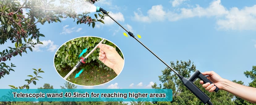 3.2 Gallon Battery Powered Backpack Sprayer, Upgraded Electric Back Pack Sprayer with 3 Spray Force, Battery Indicator, Rechargeable Handle, 41" Telescopic Wand, 5 Mist Nozzles, for Lawn and Garden