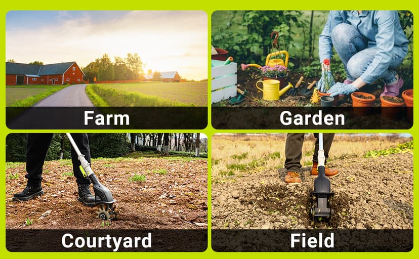 20V Cordless Tiller Cultivator,48 Steel Tines Garden Tiller,9inch Wide Electric Tiller for Gardening,Garden Rototiller with 4AH Battery and Charger Included