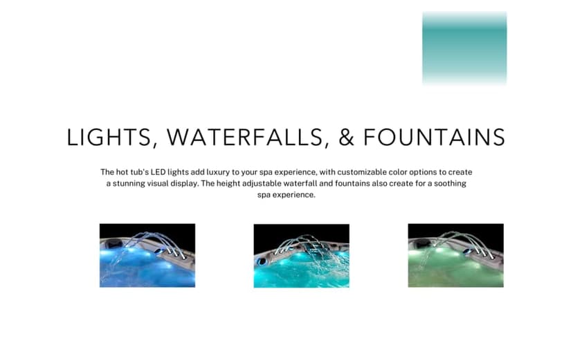 Comfort Hot Tubs - Hot Tub Spa - Seats 5-6 People - 51 Jets – Standard Heavy Duty Flip Cover, Water Fountains, Ozonator, LED Lights, Headrests, and More