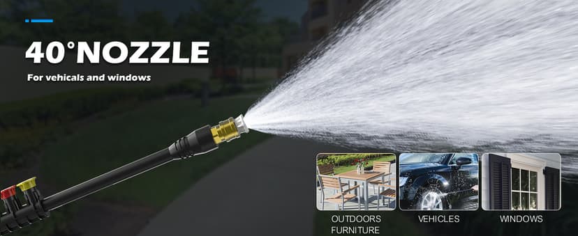 Pressure Washer, 5000PSI 3.2GPM Adjustable Touch Screen with 55FT Total Length Power Washer Electric Powered 4 Nozzles for Driveways Furniture or Cars 2000W