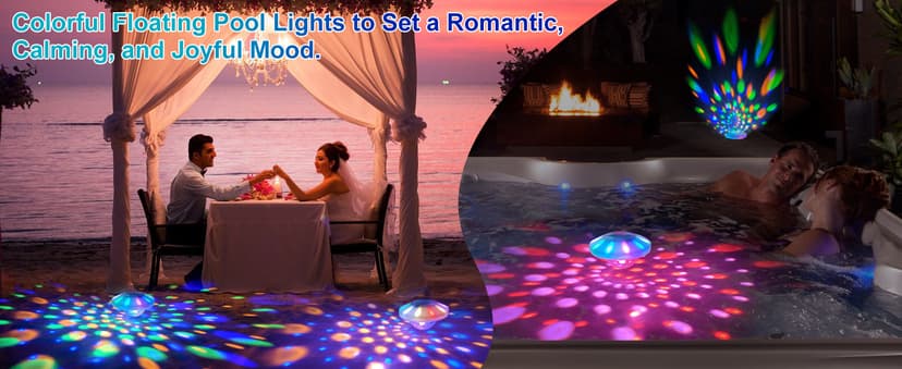 Rechargeable Floating Pool Lights: Remote Control Pool Lights That Float with 6 Dynamic Lighting IP68 Waterproof RGB Upper and Lower Floating Lights for Hot Tub Pool Garden Party 1 Pack