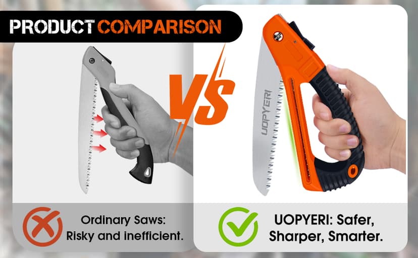 Folding Hand Saw, 8 Inch Heavy Duty High Carbon Steel Blade for Smooth Cutting, Camping, Gardening, Tree Pruning, Wood Cutting, Compact Design with Non-Slip Ergonomic Handle for Outdoor Use