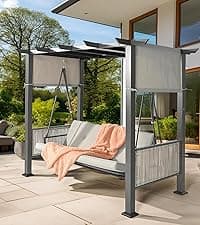 Pamapic Patio Heater, 48,000 BTU Pyramid Flame Outdoor Heater with Cover, Quartz Glass Tube Hammered Bronze Tower Propane Outdoor Heater with Wheels